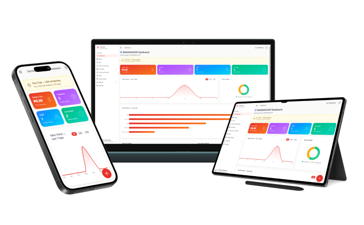 Tindapo POS on phone, tablet, and desktop